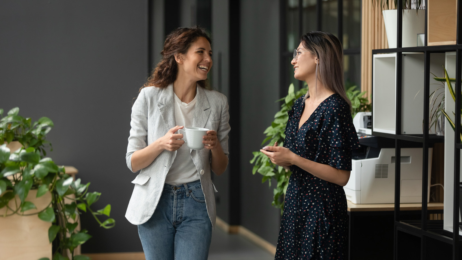 Two women talking